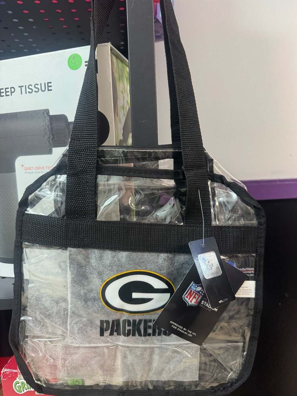 Littlearth NFL Green Bay Packers Clear Stadium Tote Bag New With Tags